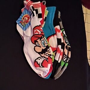 Nintendo Super Mario Men's Crew Socks - Red, White, Blue, Black, Green
